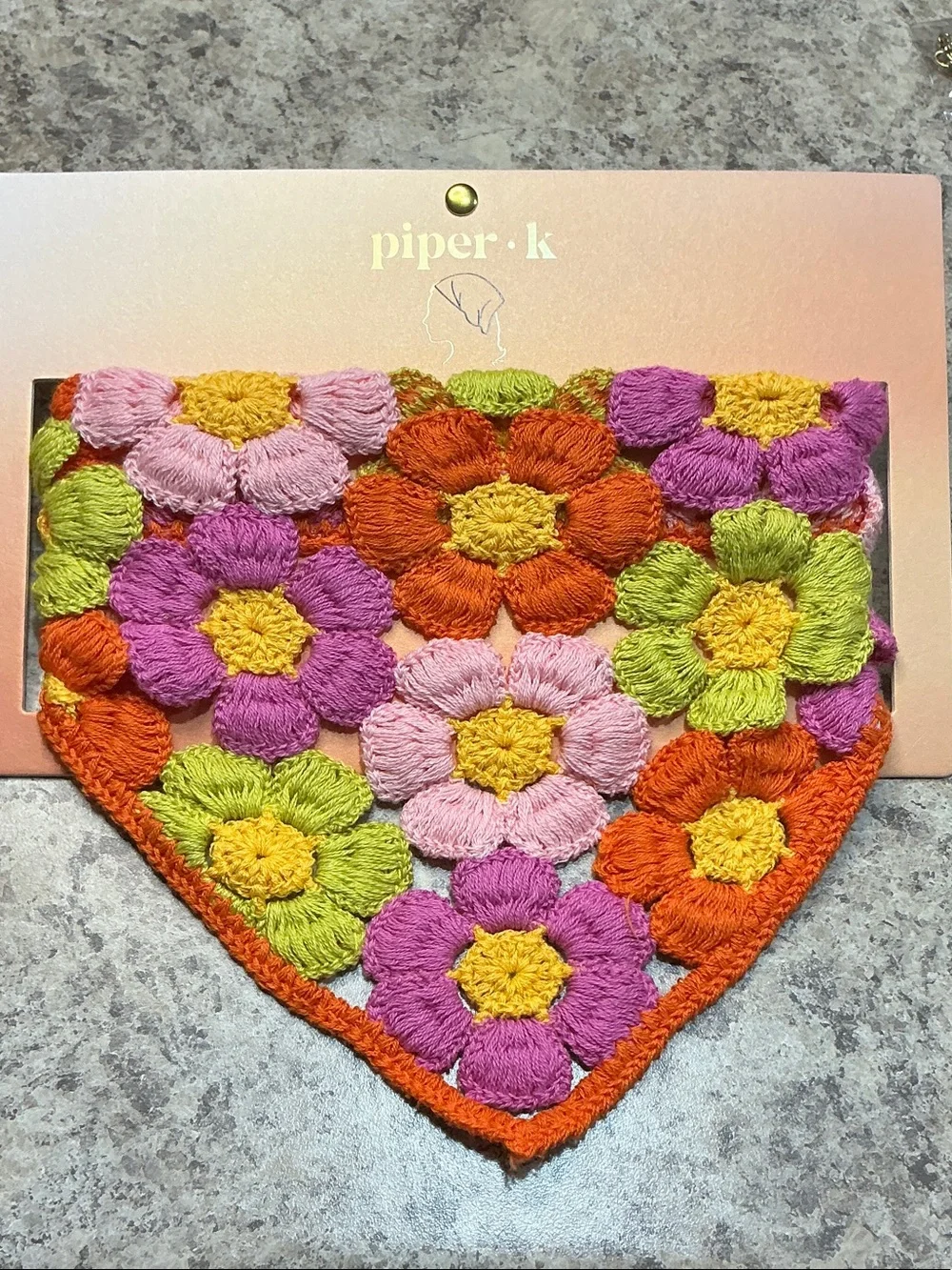 Piper-K Floral Hair Bandana Tie-Top - Bright Orange & Multicolor Flowers 🌺